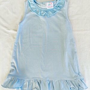 Stitchy Fish Blue Striped Girls Top Size 8 (Like New)